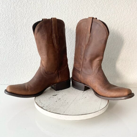 Lane Mens Brown Cowboy Boots 11 D Genuine Leather Western Casual Square Toe - Picture 7 of 11